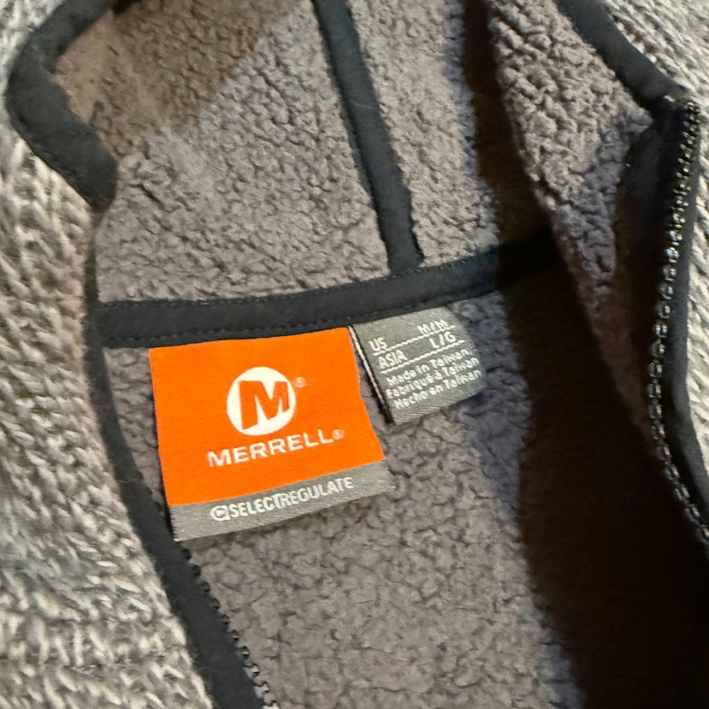 Merrell Womens Zip Up Hoodie Jacket Gray Fleece‎ Hooded Outdoor Size M - Picture 3 of 12